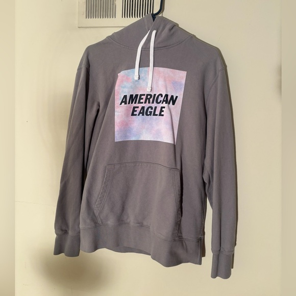 American Eagle Outfitters Tops - American Eagle Outfitters Gray Hoodie with Pastel Logo